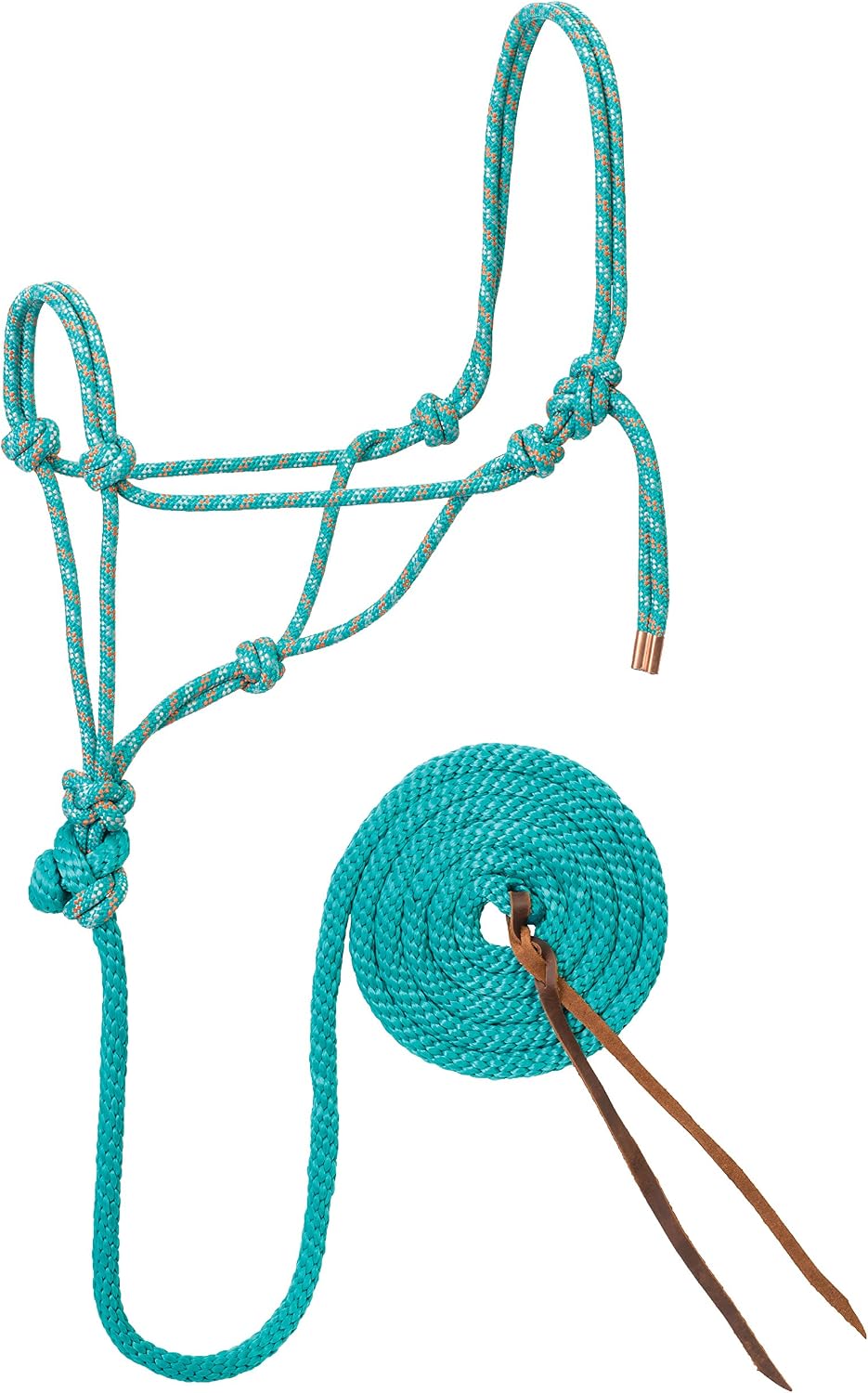 Weaver Leather Diamond Braid Rope Halter and Lead, Teal/Gray/Orange