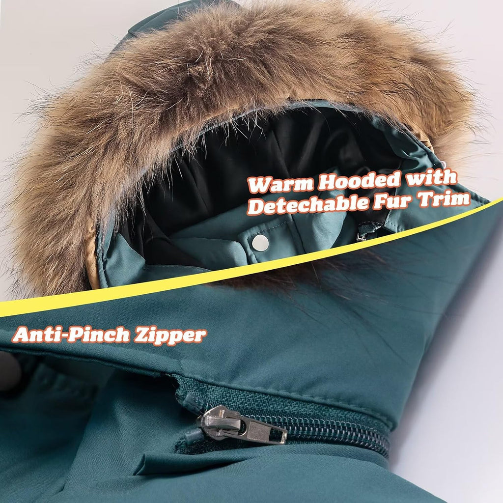 Toddler Snow Suits Boys Girls Hooded Down Jacket & Ski Bib Pants Set Baby Snowsuit Coat Infant Winter Jumpsuit 18M-4T
