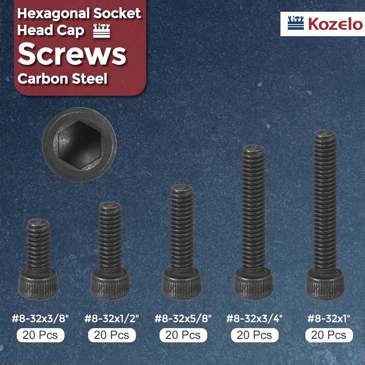 100pcs Socket Head Cap Screws Bolts Nuts Kit #8-32 Alloy Steel Black