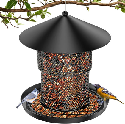Bird Feeder for Outdoor, 3.6LB All Metal with Roof, Chew Proof