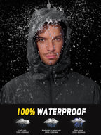 Mens Pullover Rain Jacket Waterproof Raincoat Black 2XL