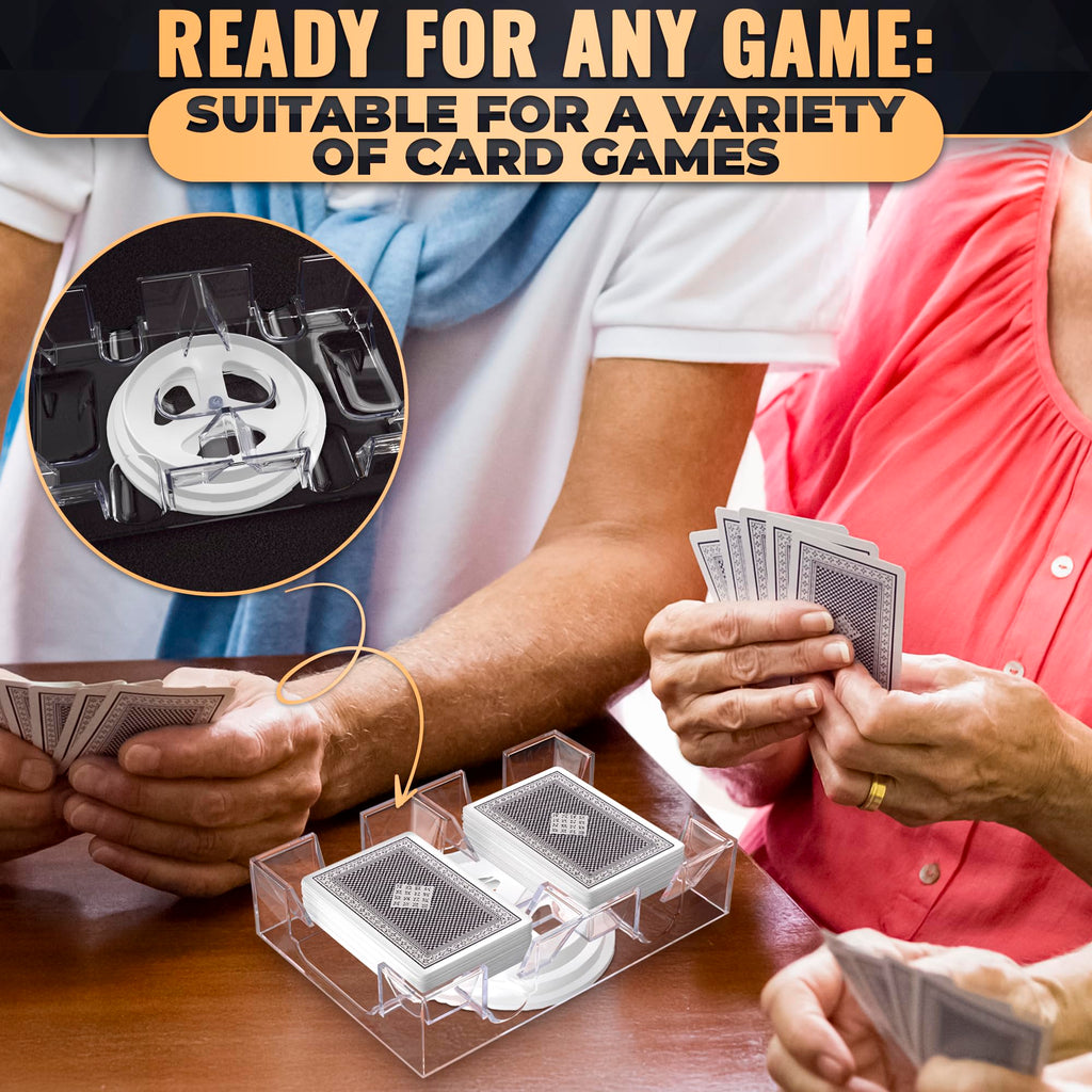 Card Holders for Playing Cards, 2 Deck Rotating Playing Card Holder Tray