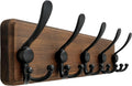 Coat Rack Wall Mounted - 5 Tri Hooks, Heavy Duty, Wooden Wall Coat Hanger Coat Hook for Clothes Hat Jacket Clothing