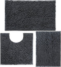 Bathroom Rugs Set Non Slip 3 Piece Bath Mat Washable Chenille Bath Rugs with PVC Backing Bath Carpet,Absorbent