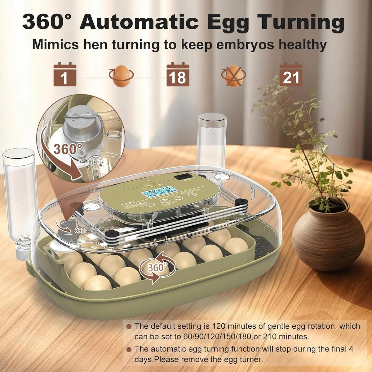 Incubators for Hatching Eggs,Smart 24 Egg Incubator with Automatic Egg Turning and Humidity Control,High Hatch Rate