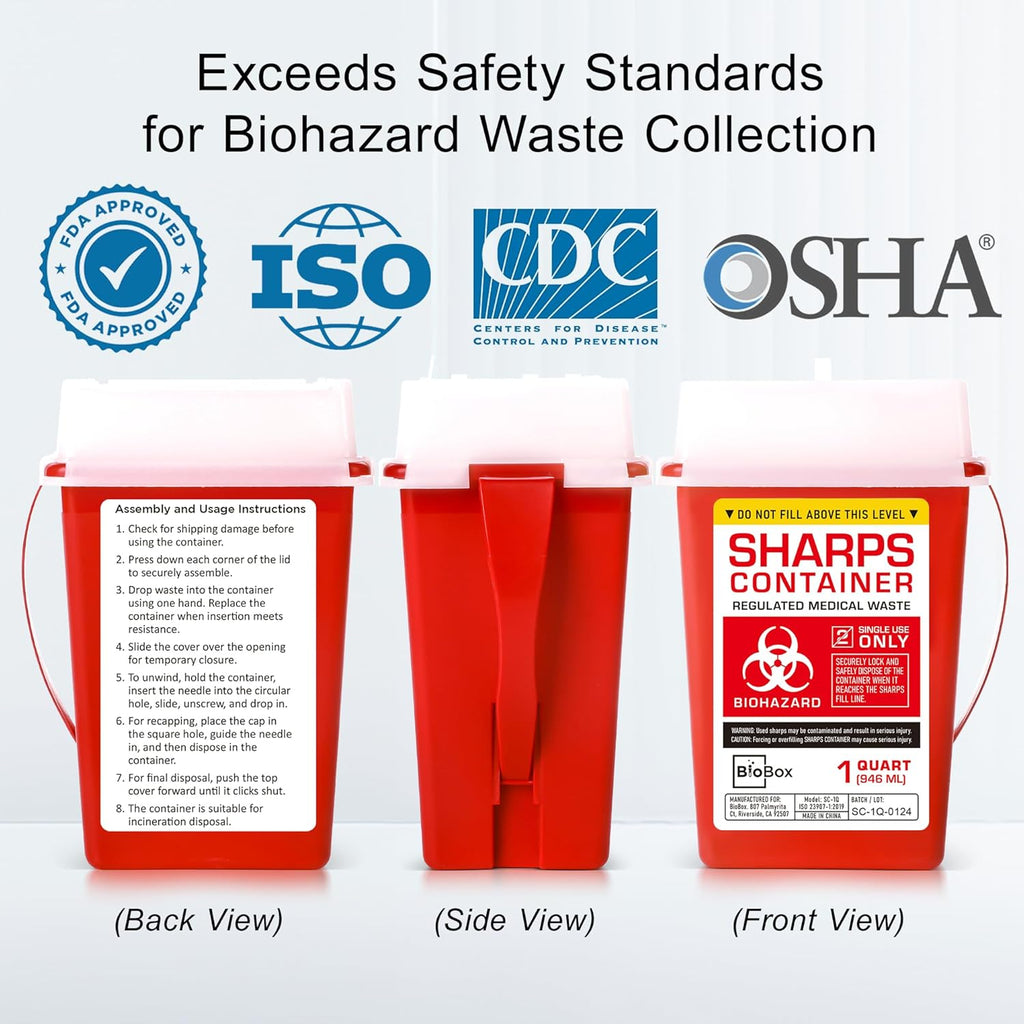 Sharps Container - Small Sharps Containers for Home Use, Travel & Disposal | 1 Quart (Pack of 1), Portable