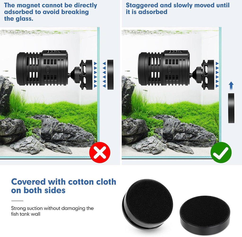 1320GPH Aquarium Wave Maker Pump with Strong Magnetic Suction Base, Ultra-quiet 360 Degree Rotating Submersible Power