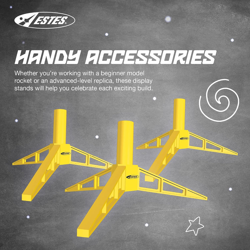 2291 Pack of 3 Model Rocket Display Stands, Flying-Rocket-Model Standard Holders, Rocket Model Kit Accessories for