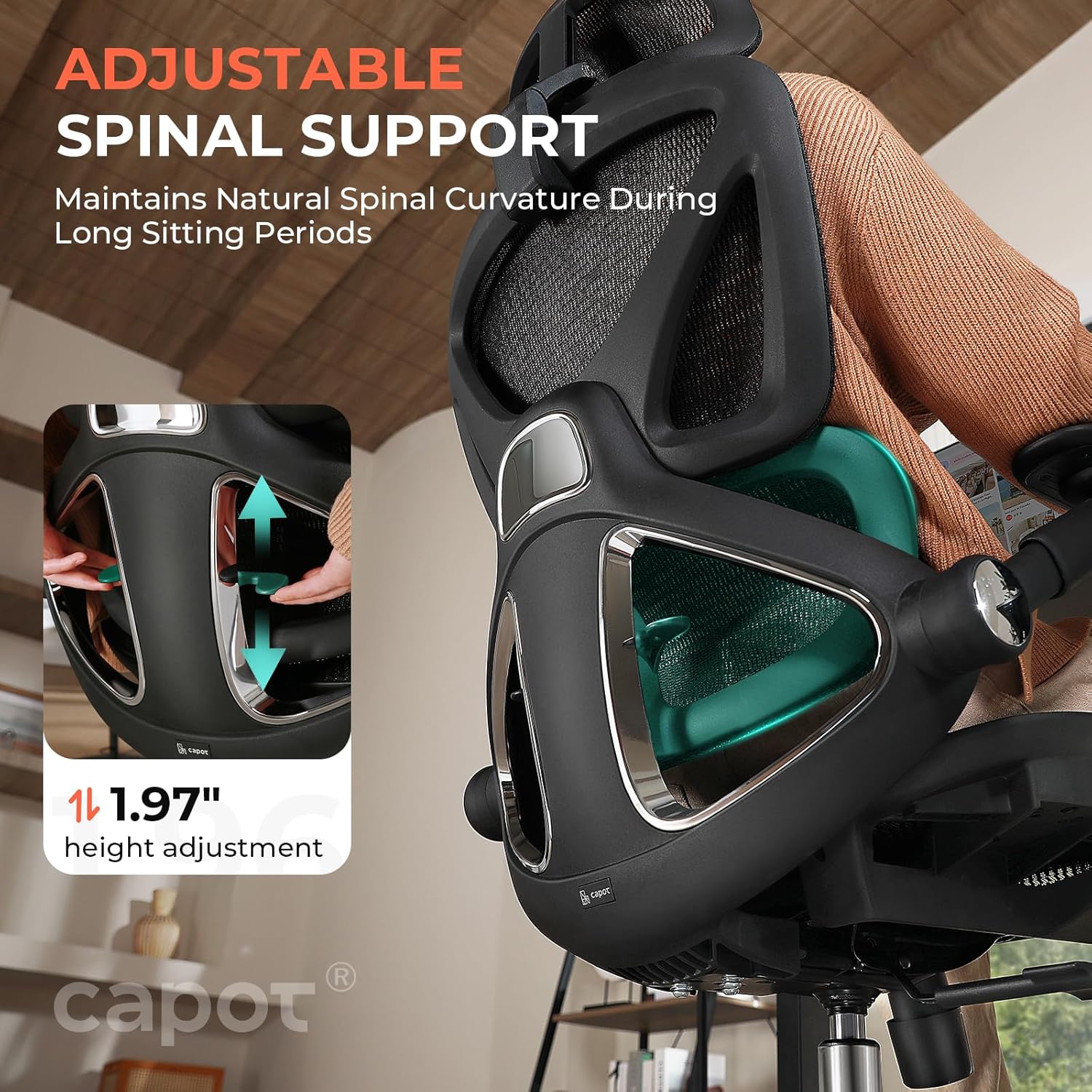 Ergonomic Mesh Office Chair, Adjustable Lumbar High Back Desk Chair 400lbs, 4D Flip-up Arms, 3-Level Tilt Backrest