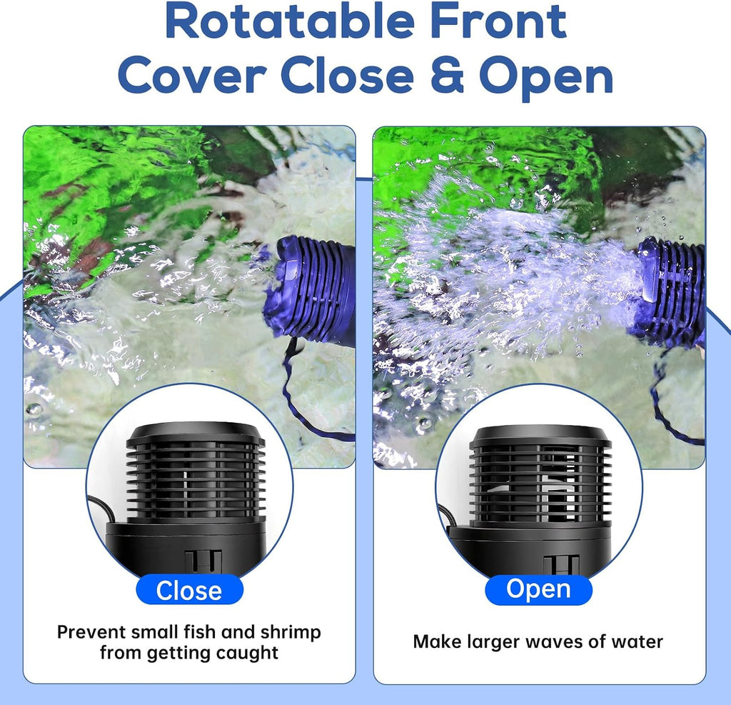 Aquarium Wave Maker 18W 2500GPH Submersible Water Circulation Pump with Magnetic Base, Quiet Rotating Powerhead for