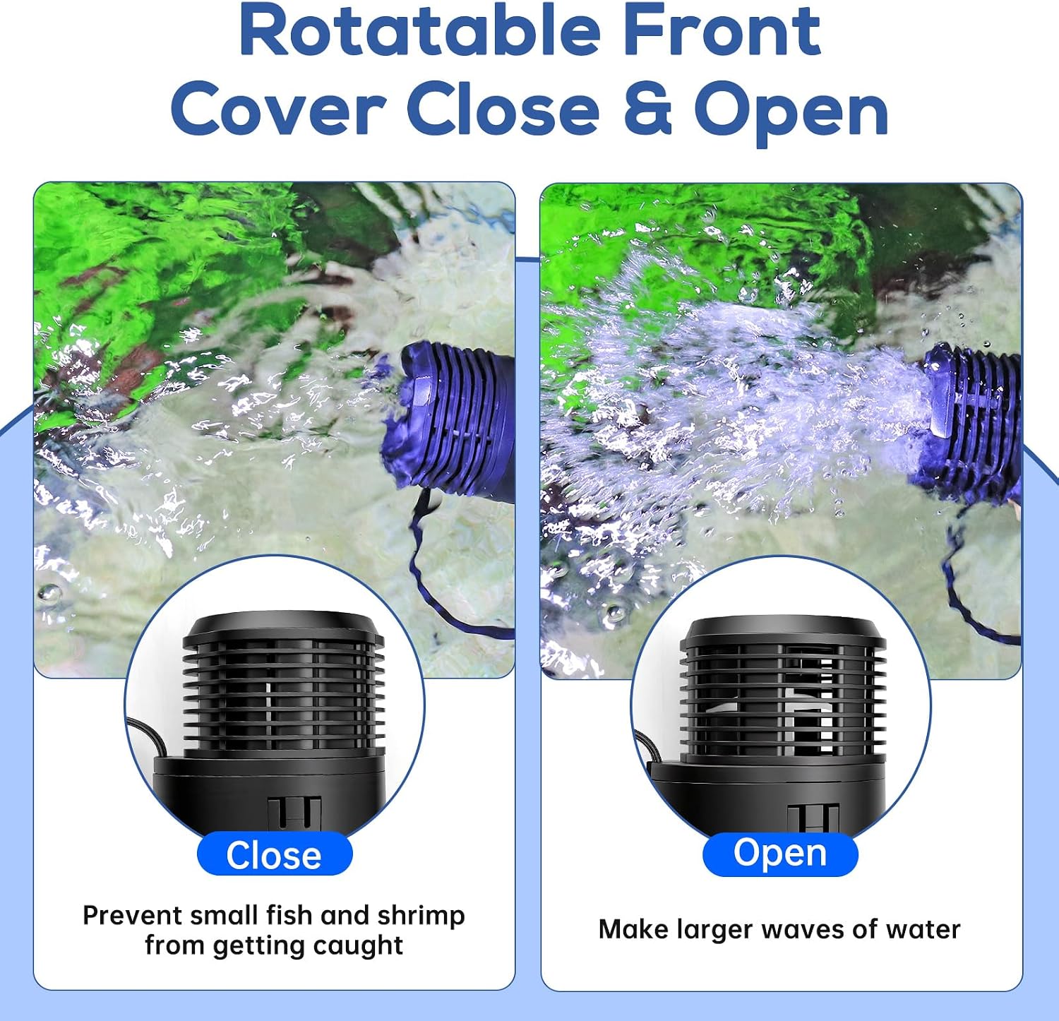 Aquarium Wave Maker 18W 2500GPH Submersible Water Circulation Pump with Magnetic Base, Quiet Rotating Powerhead for