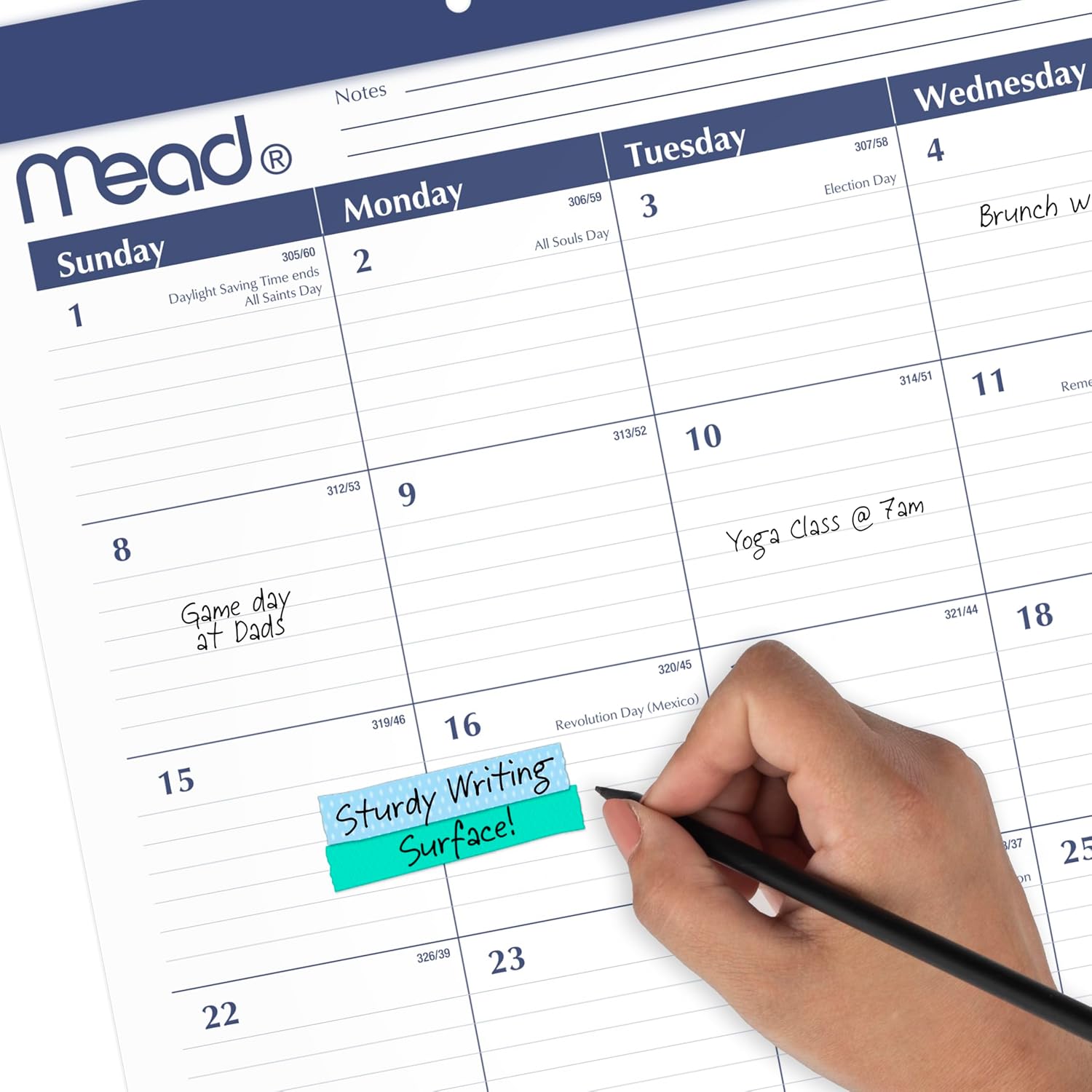 2027 Desk Pad Calendar, Monthly Desk Wall Planner, 15-Month Oct-Dec, 21.75" x 17" (CRM9202027)