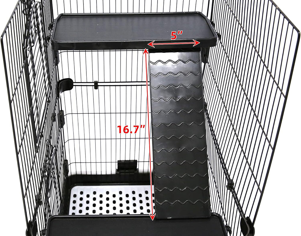 Rat Cage, Small Animal Cage for Ferret, Chinchilla, Guinea Pig | Lockable Wheels, Splash Guard, Easy-Clean Pull-Out