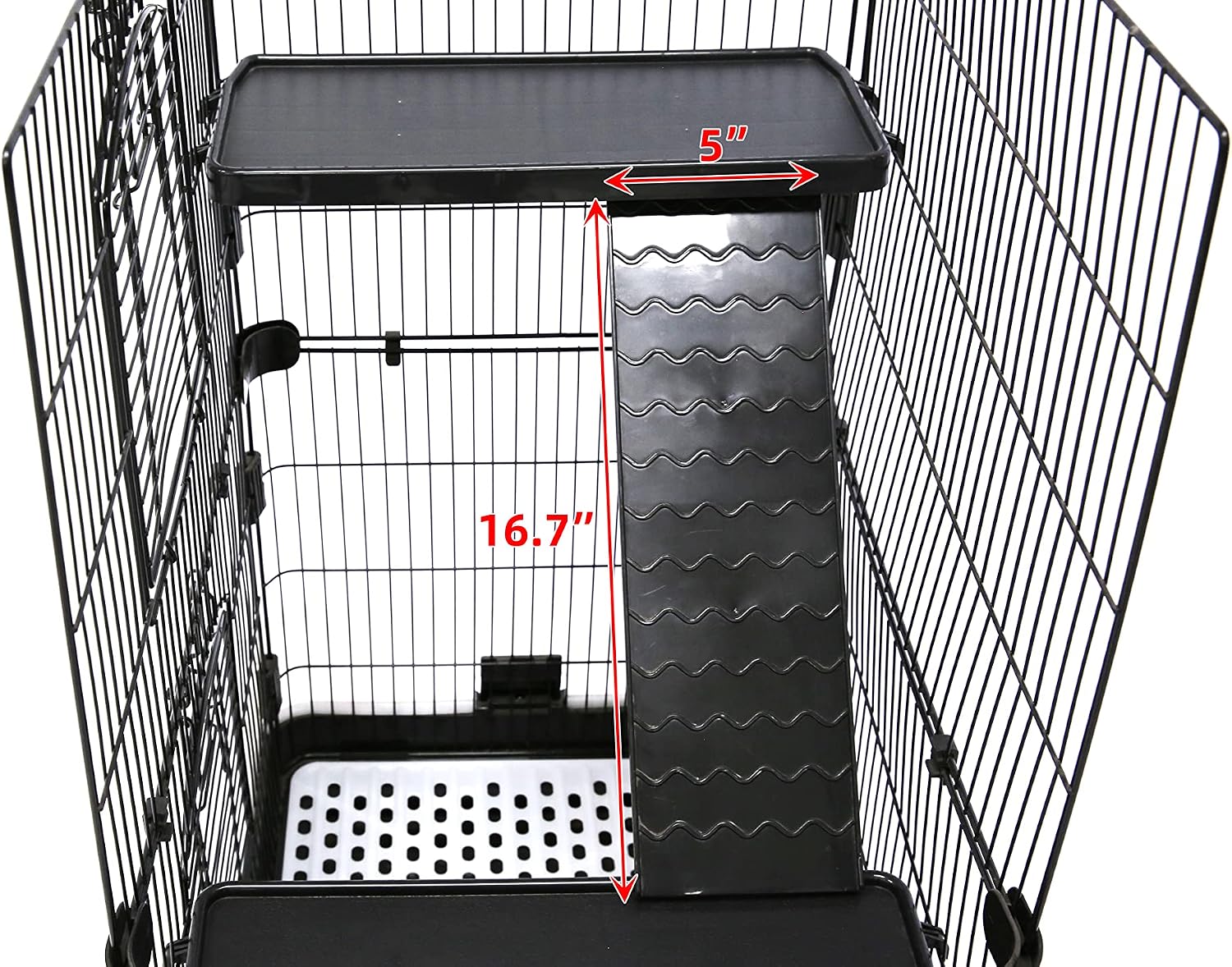Rat Cage, Small Animal Cage for Ferret, Chinchilla, Guinea Pig | Lockable Wheels, Splash Guard, Easy-Clean Pull-Out