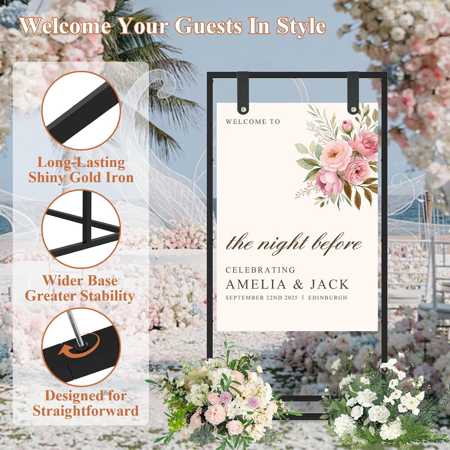 Wedding Sign Holder for Welcome Signs and Seating Charts,Black