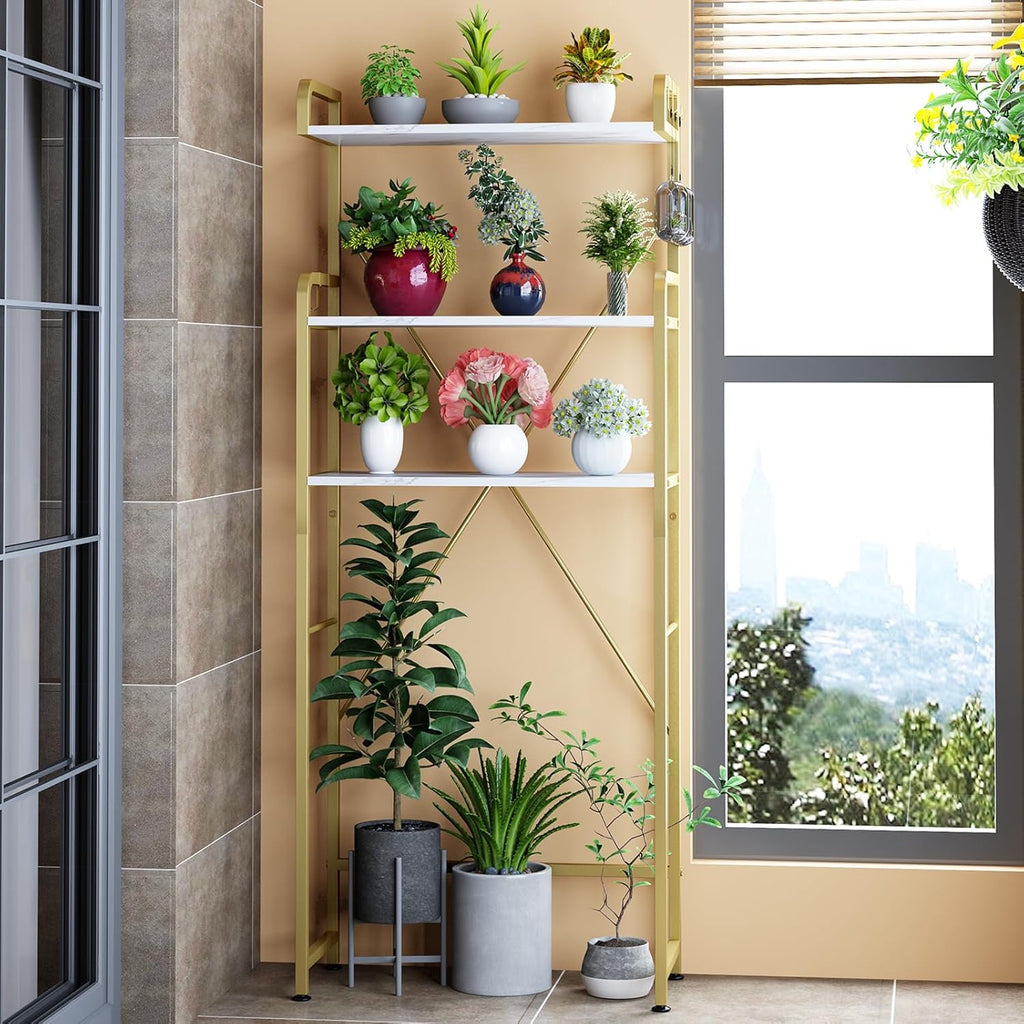 Over The Toilet Storage Rack with 3-Tier Shelves, Space Saver Toilet Shelf, Laundry Organizer with Hooks for Over