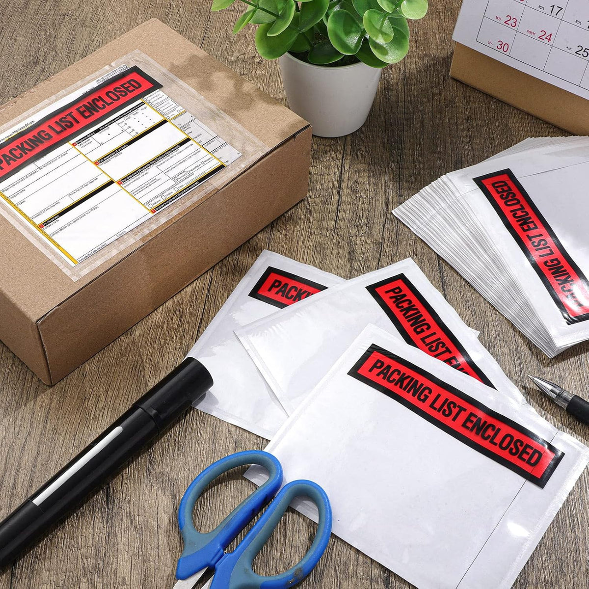1000 Pcs Packing List Envelopes Clear Adhesive,Red,4.5"X 5.5"
