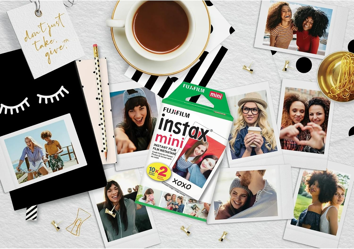 Mini Instant Film (White) for Mini 8,9,11,12,50s, 25, 7s, 90, 300 Cameras, Instax Mini Link's W/Microfiber Cloth by