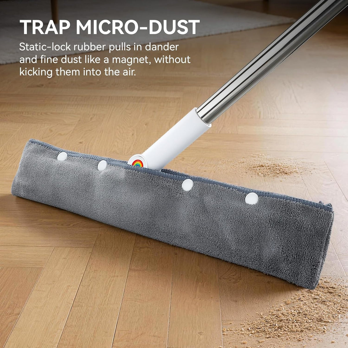 Magic Squeegee Broom for Floors, 62 in Handle, Rubber Pet Hair Remover | Works on tile, concrete, carpet and windows;
