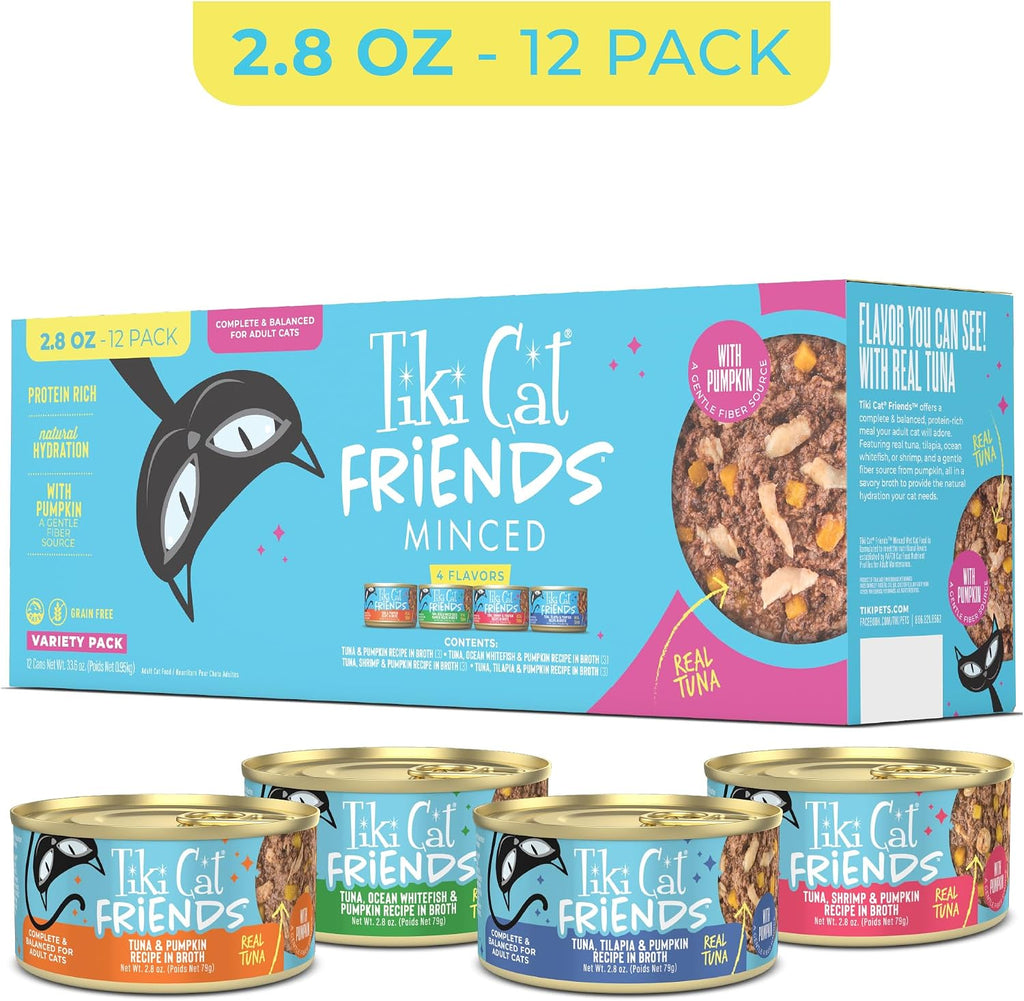 Tiki Cat Friends Wet Cat Food, Tuna Variety Pack, 2.8 oz. Cans (12 Count)