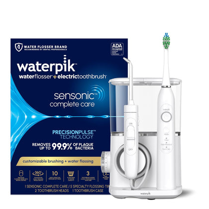 Sensonic Complete Care Water Flosser and Rechargeable Electric Toothbrush Combo Set for Teeth Cleaning and Flossing