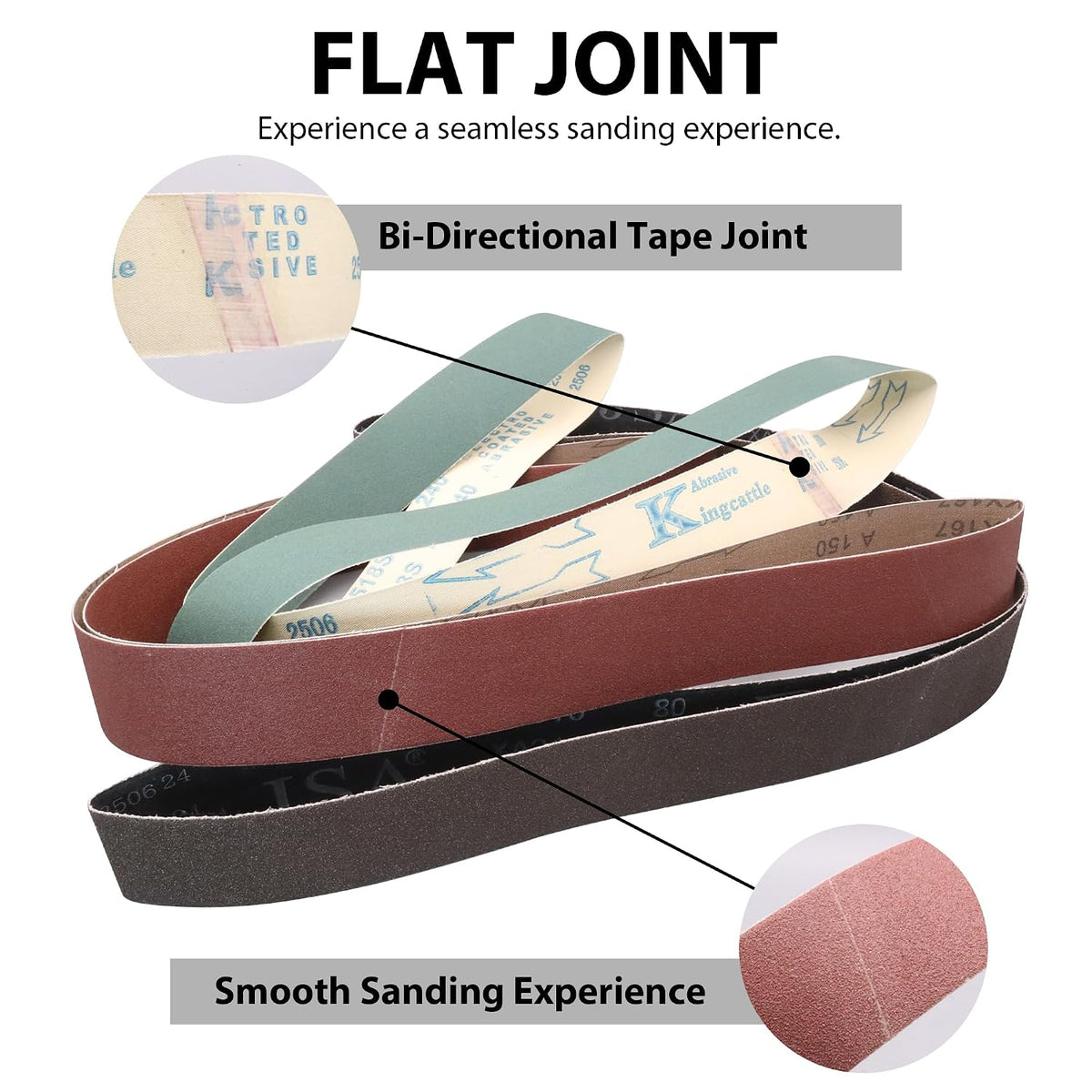 8 Pcs 2x72 Sanding Belts Assortment for Polishing