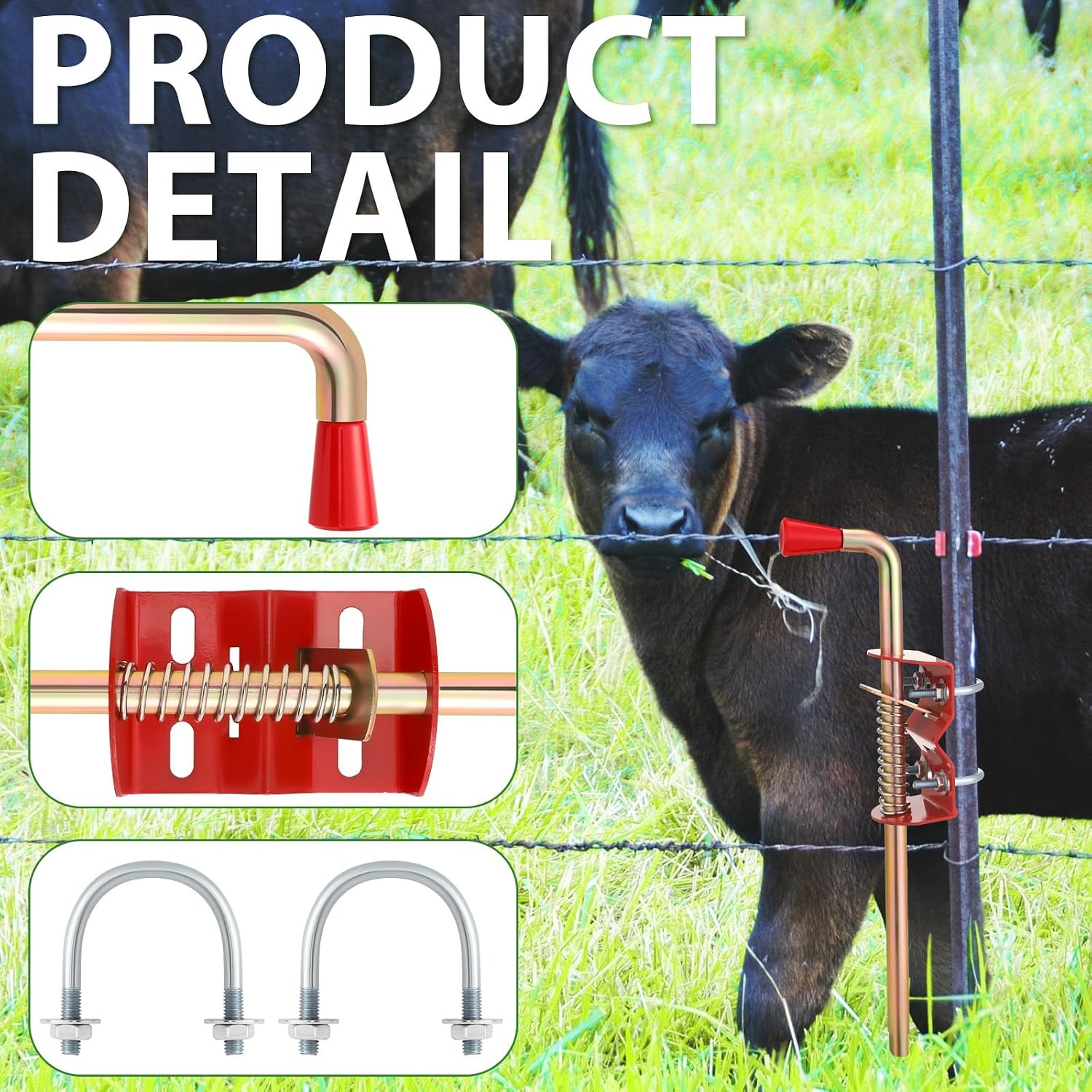 2 Pack 18 Inch Farm Gate Latch Farm Anchor Cane Bolt Livestock Fence Drop Rod Stop Tube Gate Stop for Farms Pastures