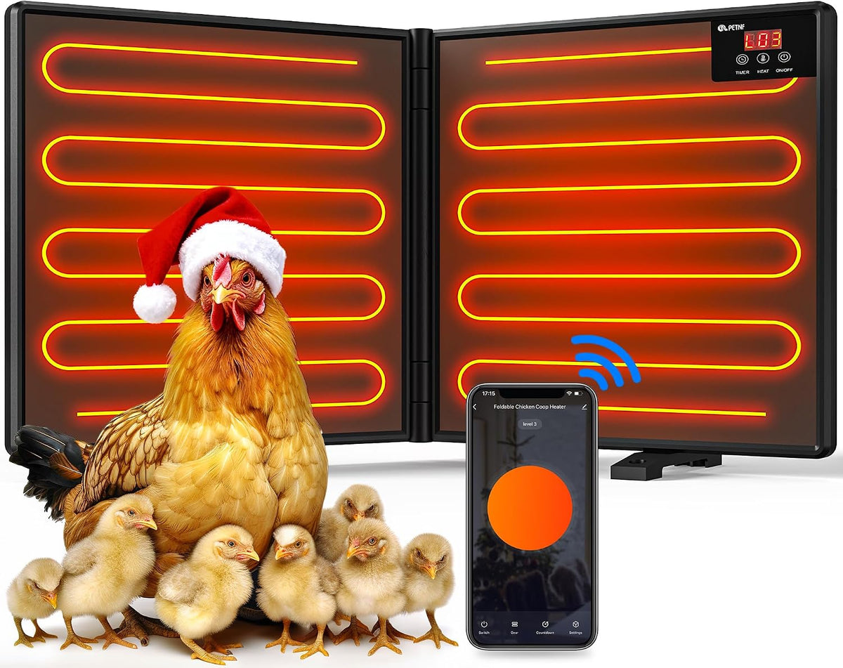 Chicken Coop Heater for Winter with Remote APP Control, 30''x12'' Large Foldable Chicken Heaters Warmer Inside Coop