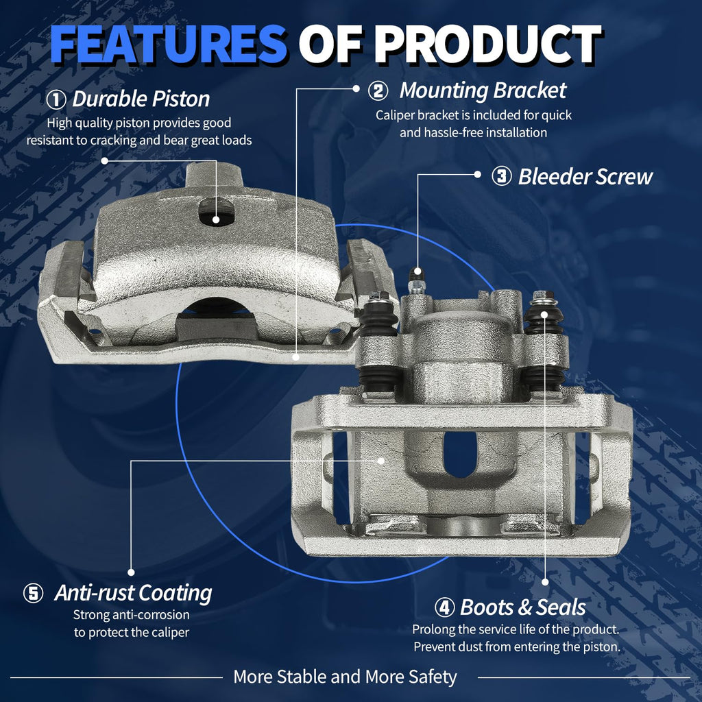Maxfavor Rear Side Disc Brake Calipers Assembly w/Bracket 18B4836 18B4837