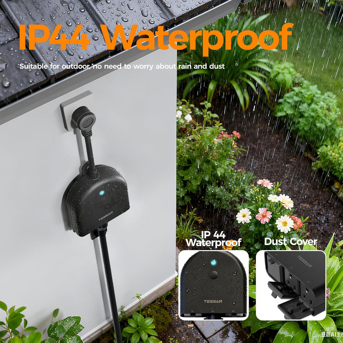 Outdoor Smart Plug Waterproof, 2.4GHz WiFi Only | 15A/1875W Heavy Duty, 3 Individual Sockets, Compatible with Alexa