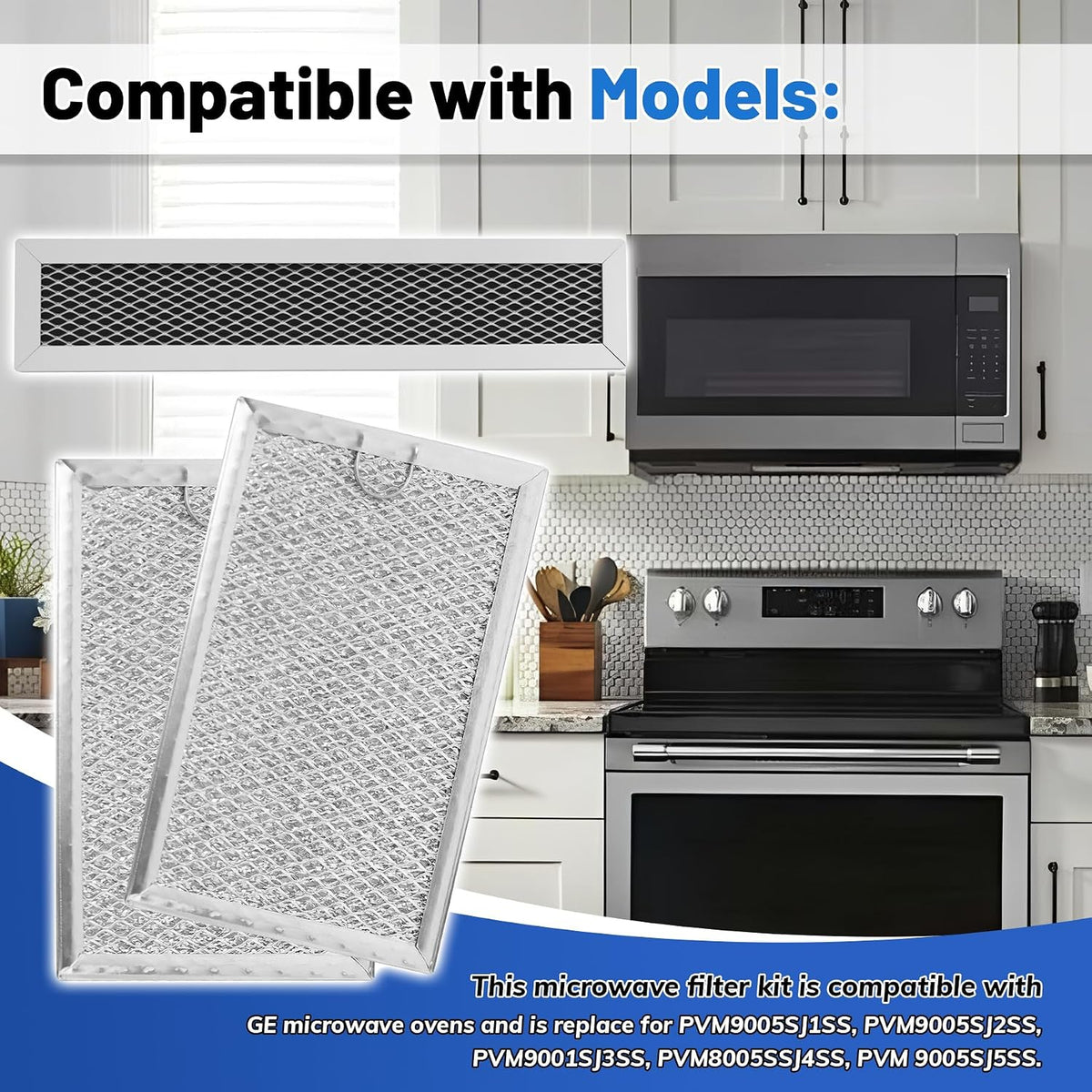 3Pcs Microwave Filter Set Compatible with GE PVM9005SJ1SS PVM9005SJ2SS