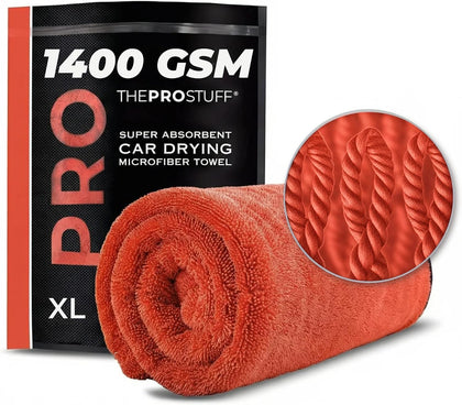THEPROSTUFF Extra-Large Car Drying Towel 1400 GSM - Ultra Absorbent Twisted Loop Microfiber Towel, Scratch-Free