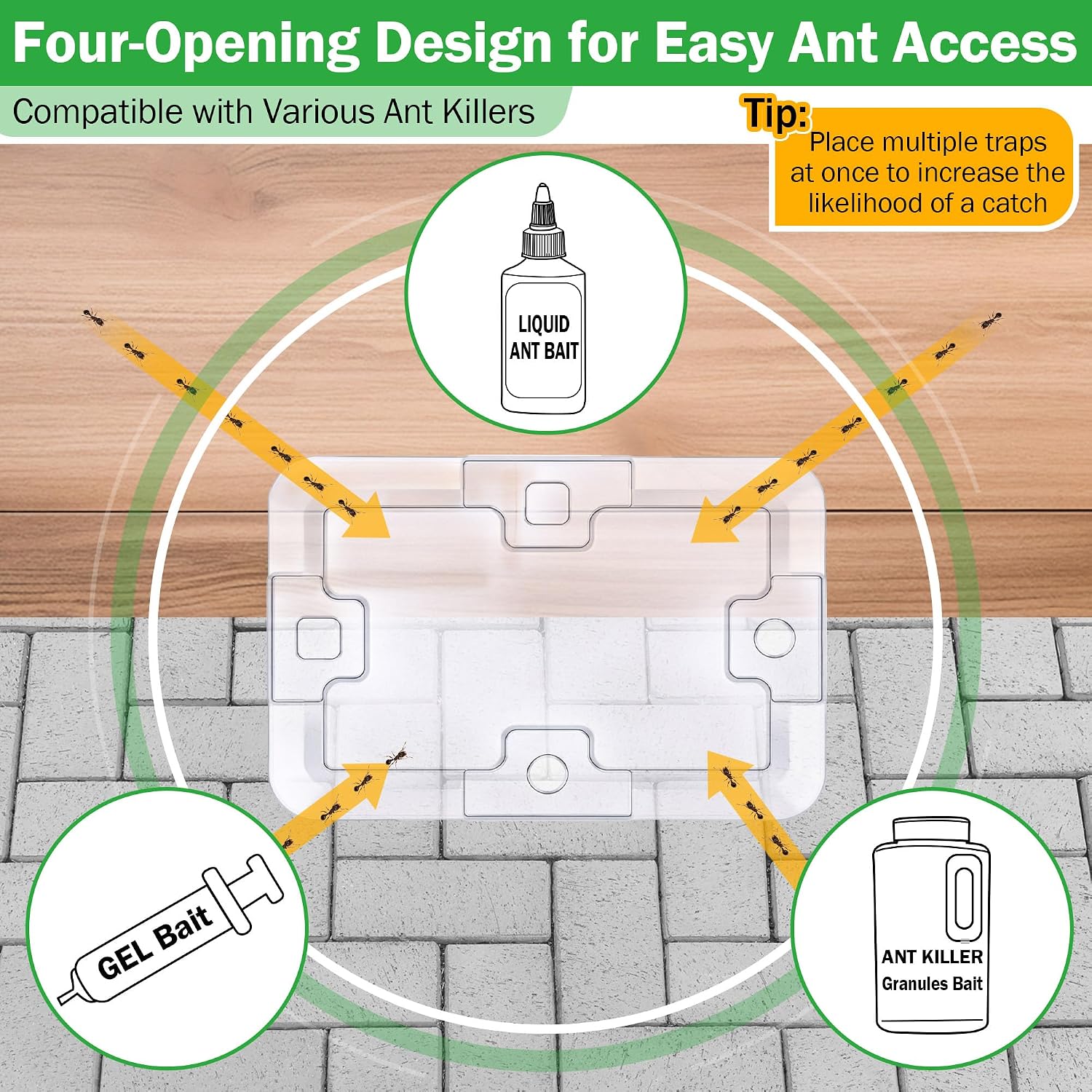 32 Pcs Ant Bait Stations Reusable (Bait NOT Included), Multi Surface Ant Killer Trap for Home, Control for Indoor and