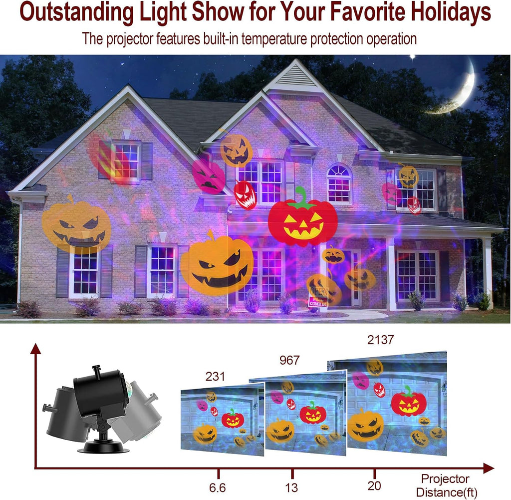 2026 Brighter Halloween Projector Lights,FLITI 19HD Slide (Ocean Wave & Patterns),11 Themes Holiday Projector with