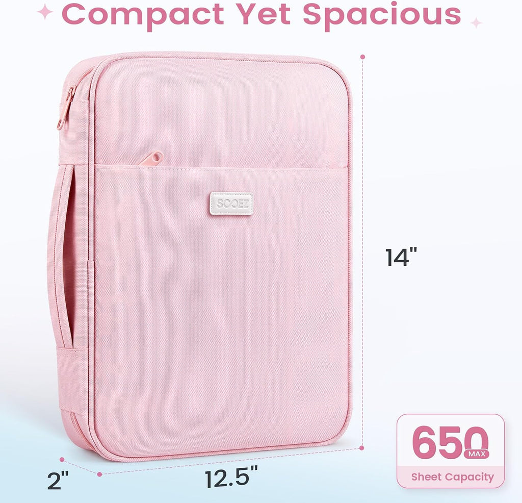 Zipper Binder Bag, 1.5 Inch Binders 3 Ring O-Ring, 5-Tab Dividers | Expanding File Folder, 650-Sheet Capacity Paper