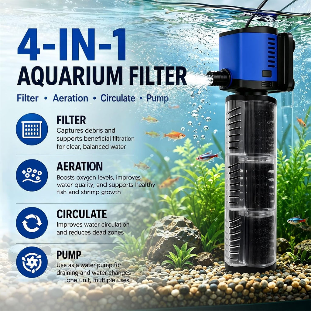 Aquarium Filter, 265GPH 14W Internal Modular Fish Tank Filter