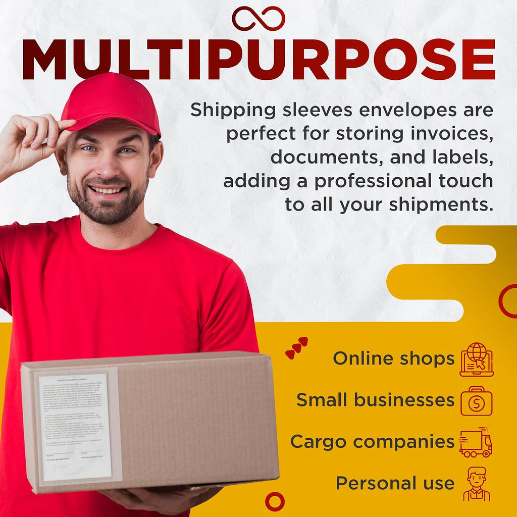 Clear Packing List Envelopes, 7 x 10 Inch Self Seal Shipping Document Pouches, 100 Pack for Business Warehouse E