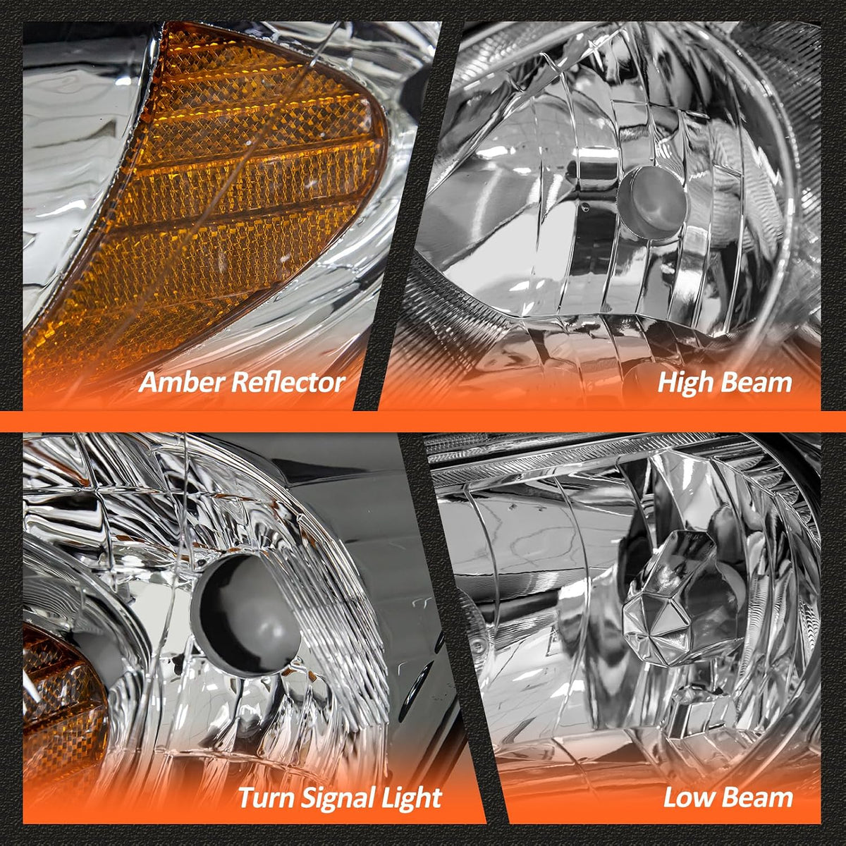 for 2004-2005 Honda Civic Headlights Assembly Chrome Pair