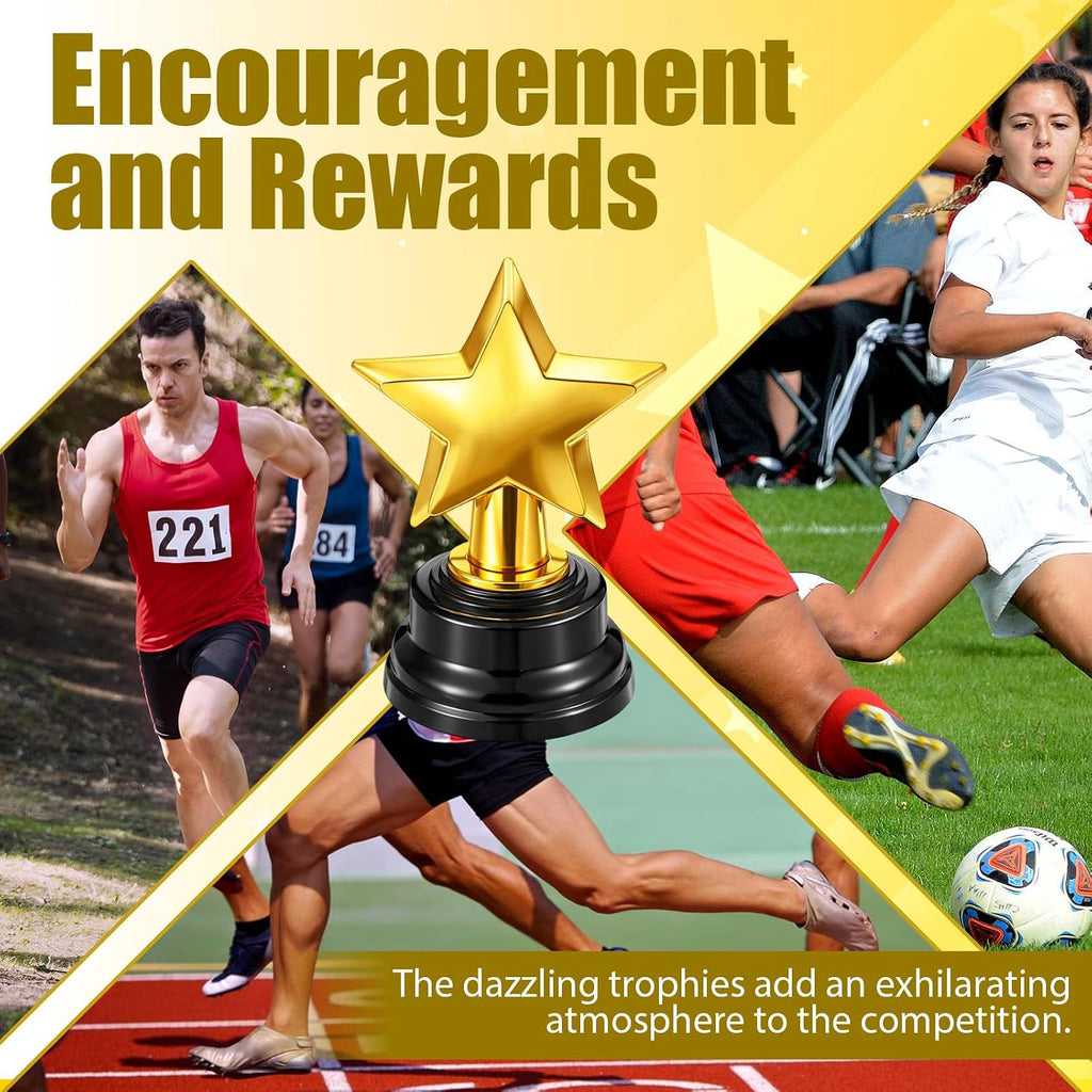 Star Trophy, Gold Mini Award Cup Plastic Tiny Small Trophy Cups for Sports Tournaments and Parties Winning Prizes