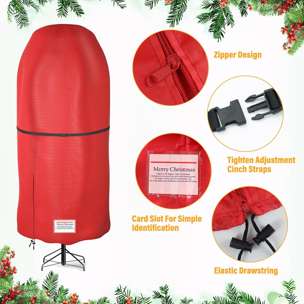 Upright Christmas Tree Storage Bag,Oxford Fabric Tear Resistant Adjustable 7.5FT Christmas Tree Storage Bag for