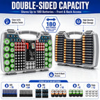 180 Battery Organizer Case with Tester, Double-Sided, Locking Lid