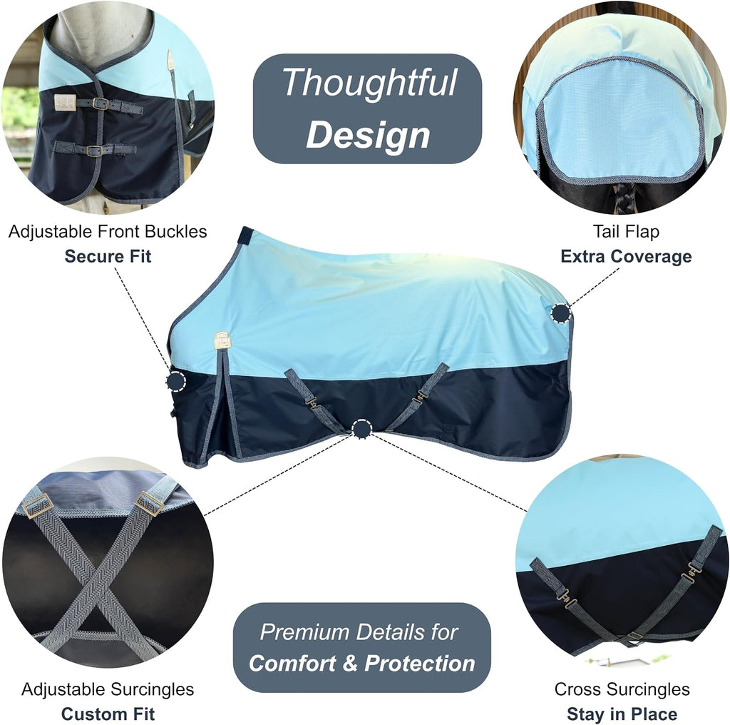 600Denier 3000mm/3000mvp Super Waterproof & Breathable Horse Blankets for Winter with 200g Fill