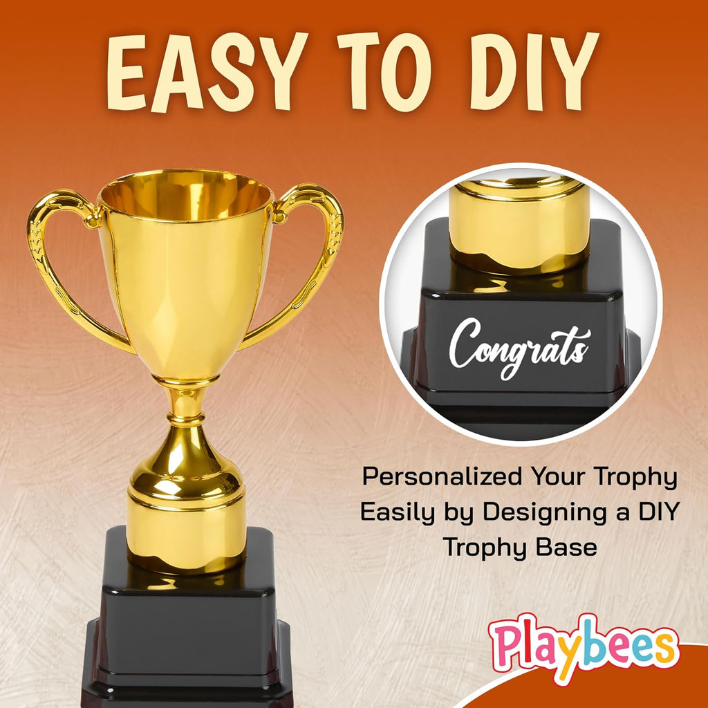 Fun Gold Plastic Trophies - 12 Pack - 7 Inch - Award Trophy Cup Set for Superstar Kids - Champion Celebrations