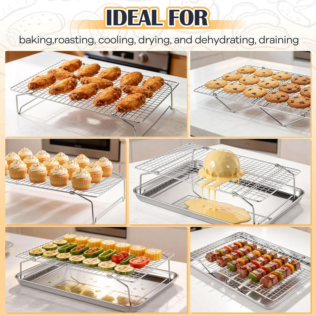4 Tier Stackable Cooling Racks for Cooking and Baking, 15" x 10"