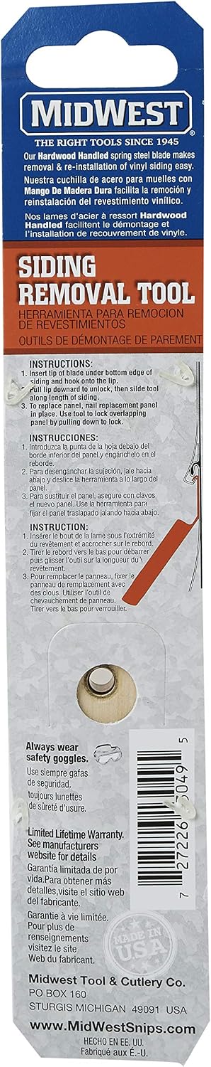 MIDWEST Siding Removal Tool, Offset Hardened, Steel Blade