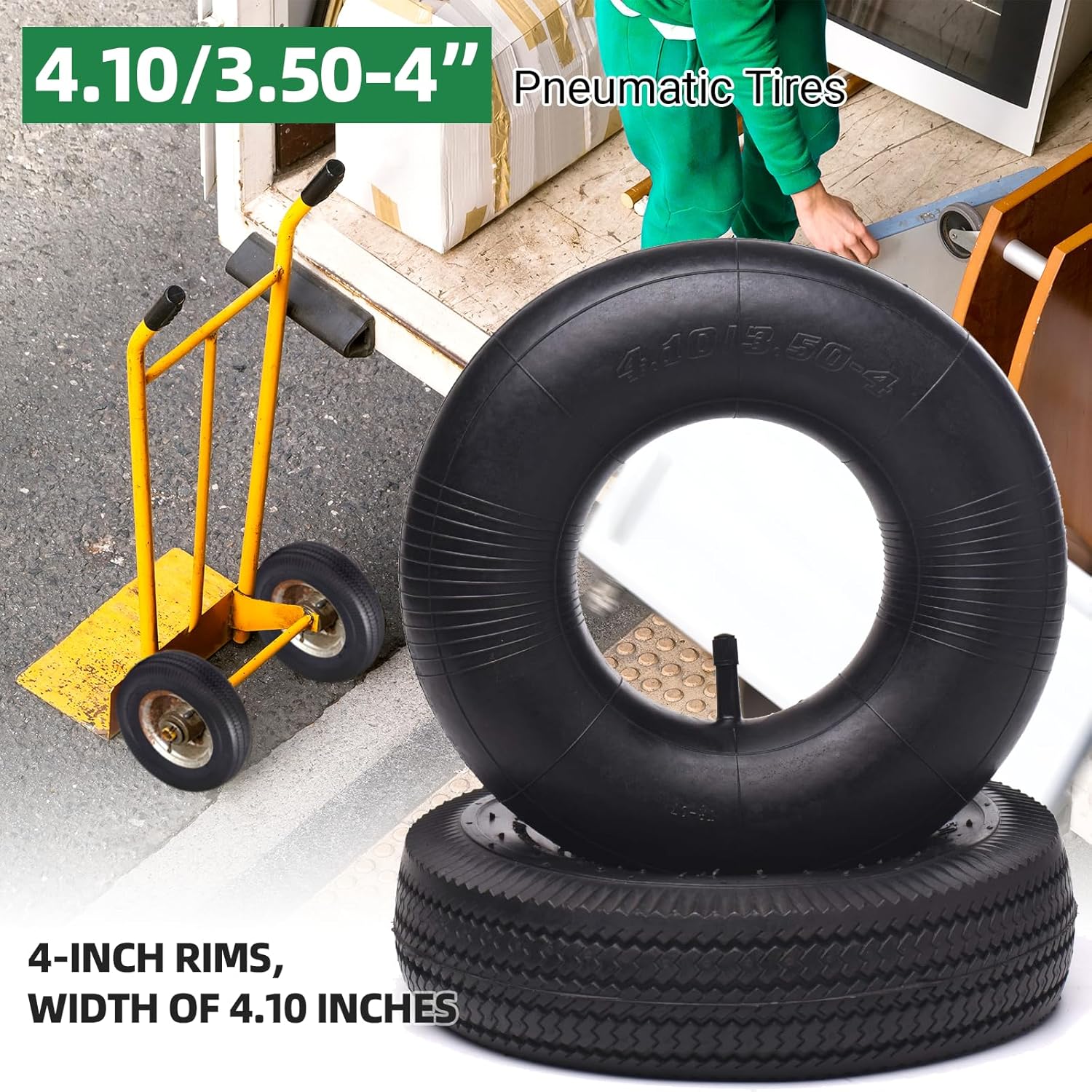 (2 Pack) AR-PRO 10" Heavy-Duty Replacement All-Purpose Utility Tire and Tube - 4.10/3.50-4" Pneumatic Tires with 10"