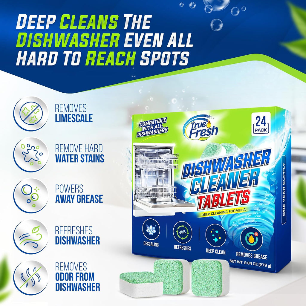 Dishwasher Cleaner & Deodorizer Tablets, 24-Pack