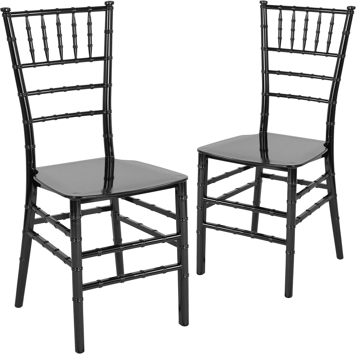 2 Pack HERCULES Series Black Resin Stacking Chiavari Chair