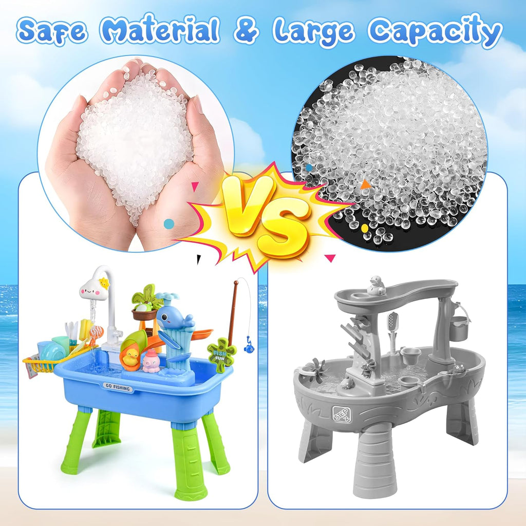 Upgraded Toddler Sand Water Table Toy with Electric Water Pump, Kids Sand Water with Faucet/Play Food
