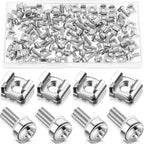 Dunzy 100 Sets M6 x 20mm Rack Mount Cage Nuts Screws Washers Server Cabinet